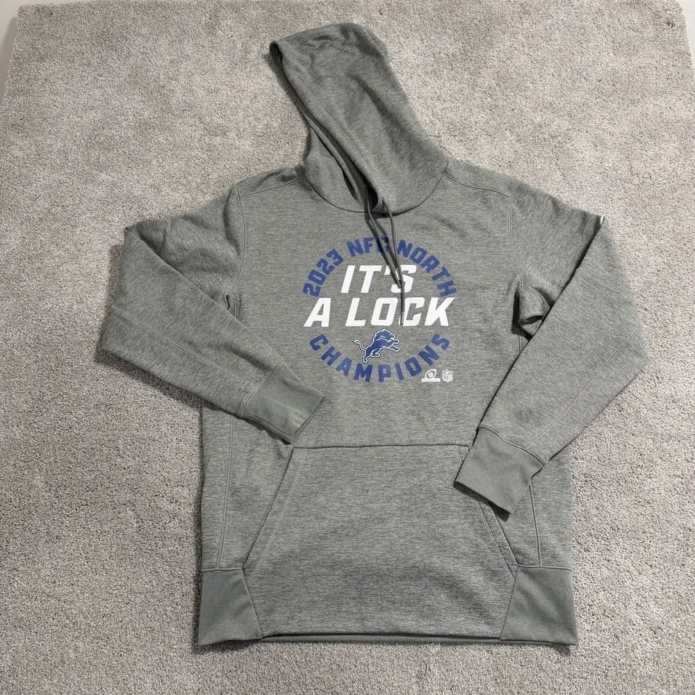 Nike Detroit Lions Hoodie Mens Sz M 2023 NFC North Division Champions Sweatshirt